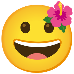 grinning face and hibiscus