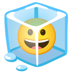 grinning face and ice