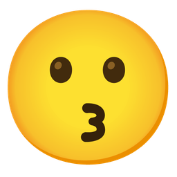 Grinning face and Kissing face