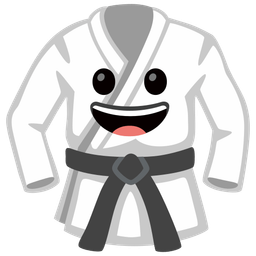 grinning face and martial arts uniform