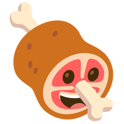 grinning face and meat on bone