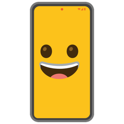 grinning face and mobile phone