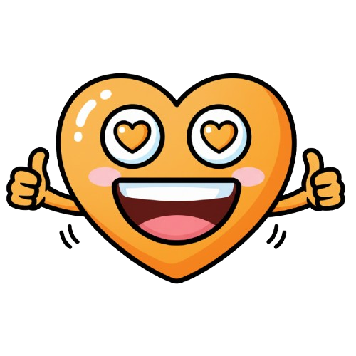 grinning face and orange heart