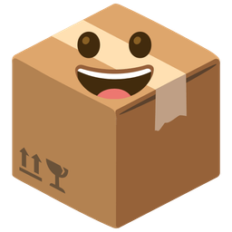 grinning face and package