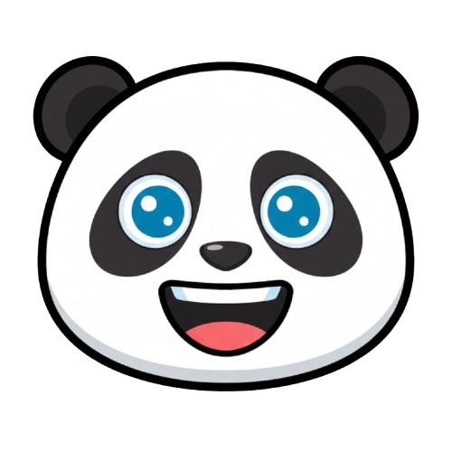 grinning face and panda