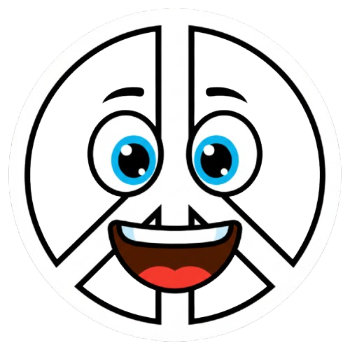grinning face and peace symbol