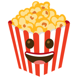 grinning face and popcorn