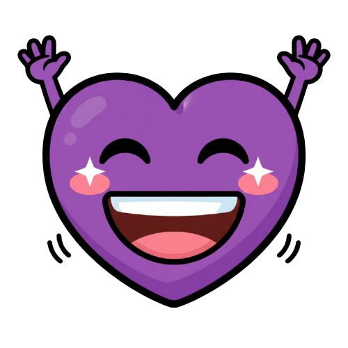 grinning face and purple heart