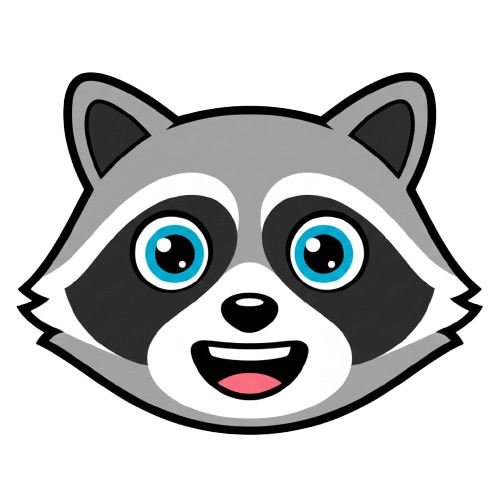 grinning face and raccoon