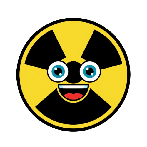 grinning face and radioactive