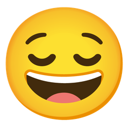 grinning face and relieved face