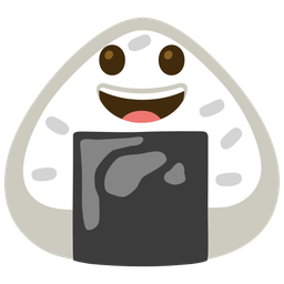 grinning face and rice ball