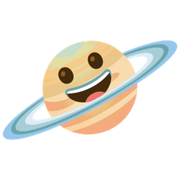 grinning face and ringed planet