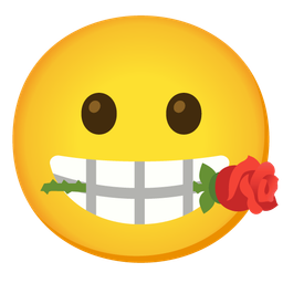 grinning face and rose