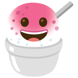 grinning face and shaved ice