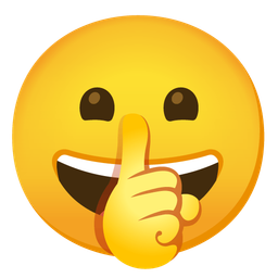 grinning face and shushing face