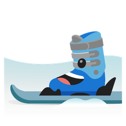 grinning face and skis