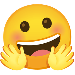 Grinning face and Smiling face with open hands