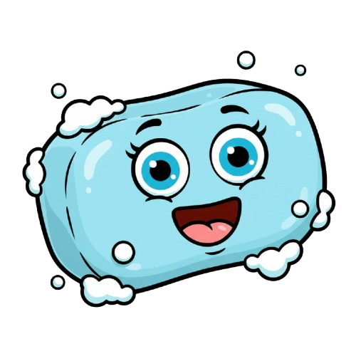 grinning face and soap