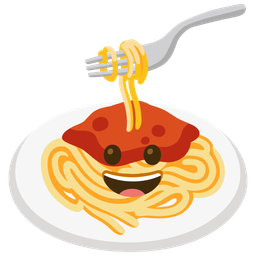 grinning face and spaghetti