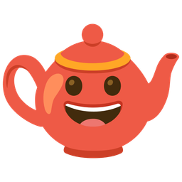 grinning face and teapot