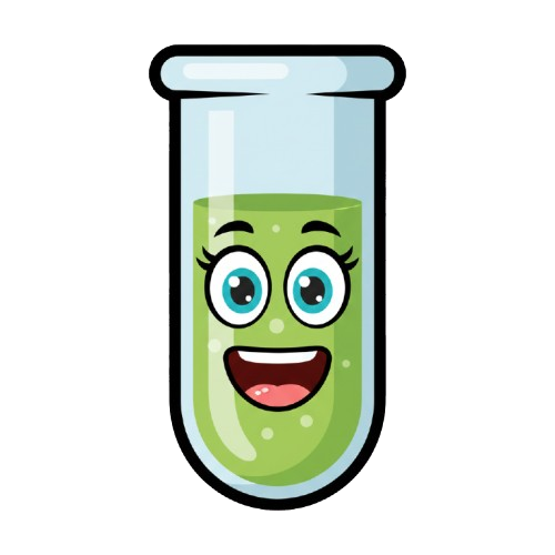 grinning face and test tube