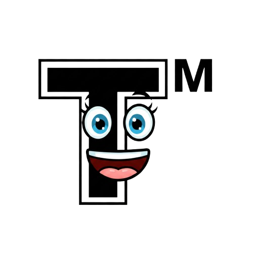 grinning face and trade mark