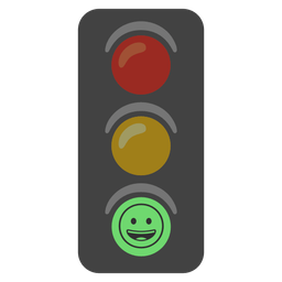 grinning face and vertical traffic light