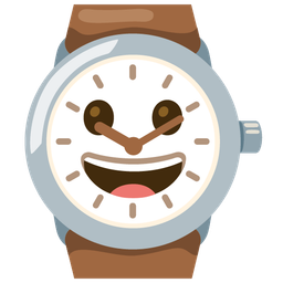 grinning face and watch