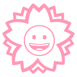grinning face and white flower