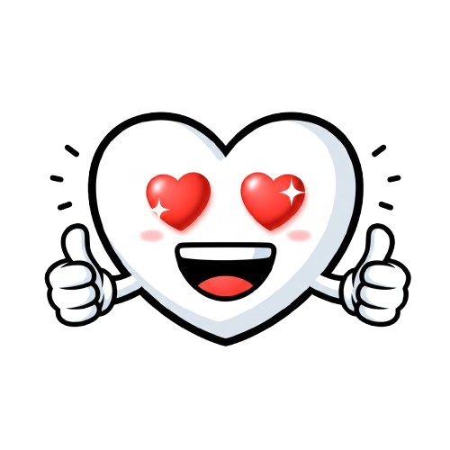 grinning face and white heart