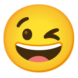 Grinning face and Winking face