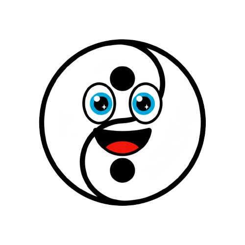 grinning face and yin yang