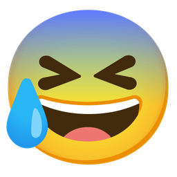 grinning squinting face and anxious face with sweat