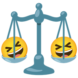 grinning squinting face and balance scale