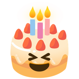 grinning squinting face and birthday cake