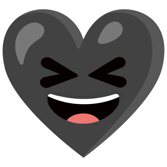 Grinning squinting face and Black heart