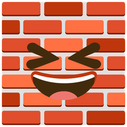 grinning squinting face and brick