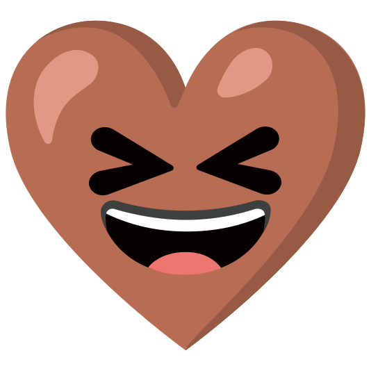 Grinning squinting face and Brown heart