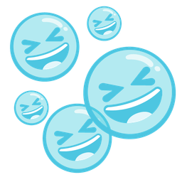 grinning squinting face and bubbles