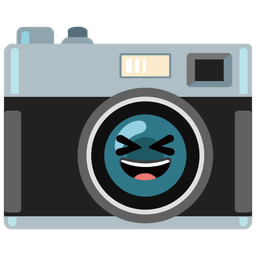 grinning squinting face and camera