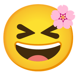 grinning squinting face and cherry blossom