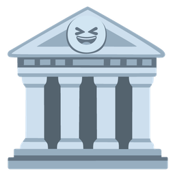 grinning squinting face and classical building