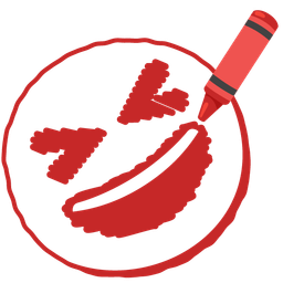 grinning squinting face and crayon