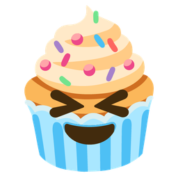 grinning squinting face and cupcake