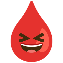 grinning squinting face and drop of blood