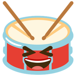 grinning squinting face and drum