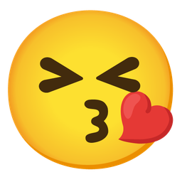 Grinning squinting face and Face blowing a kiss