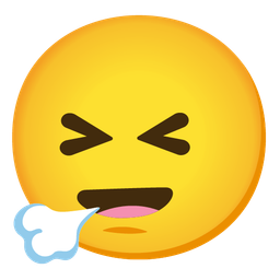 grinning squinting face and face exhaling