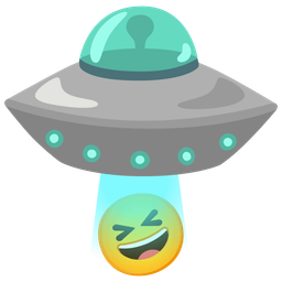 grinning squinting face and flying saucer